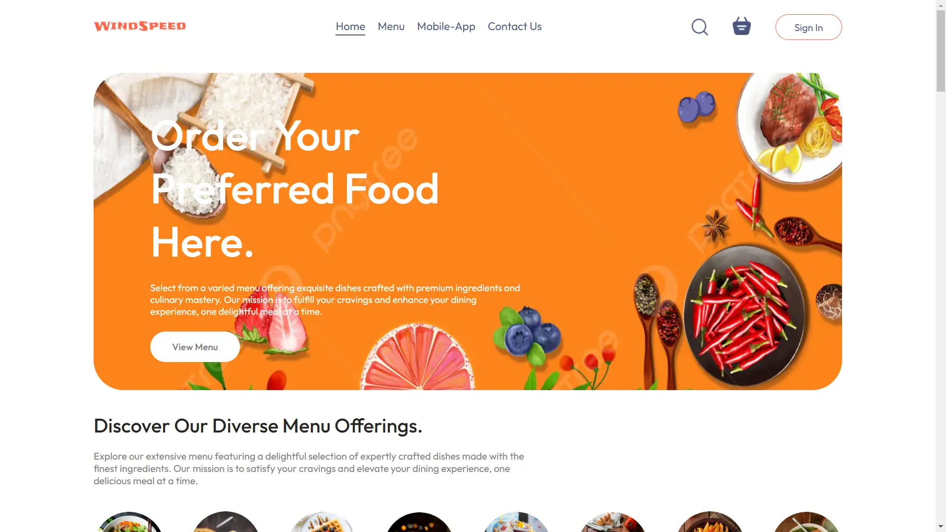 Food Ordering Website Image