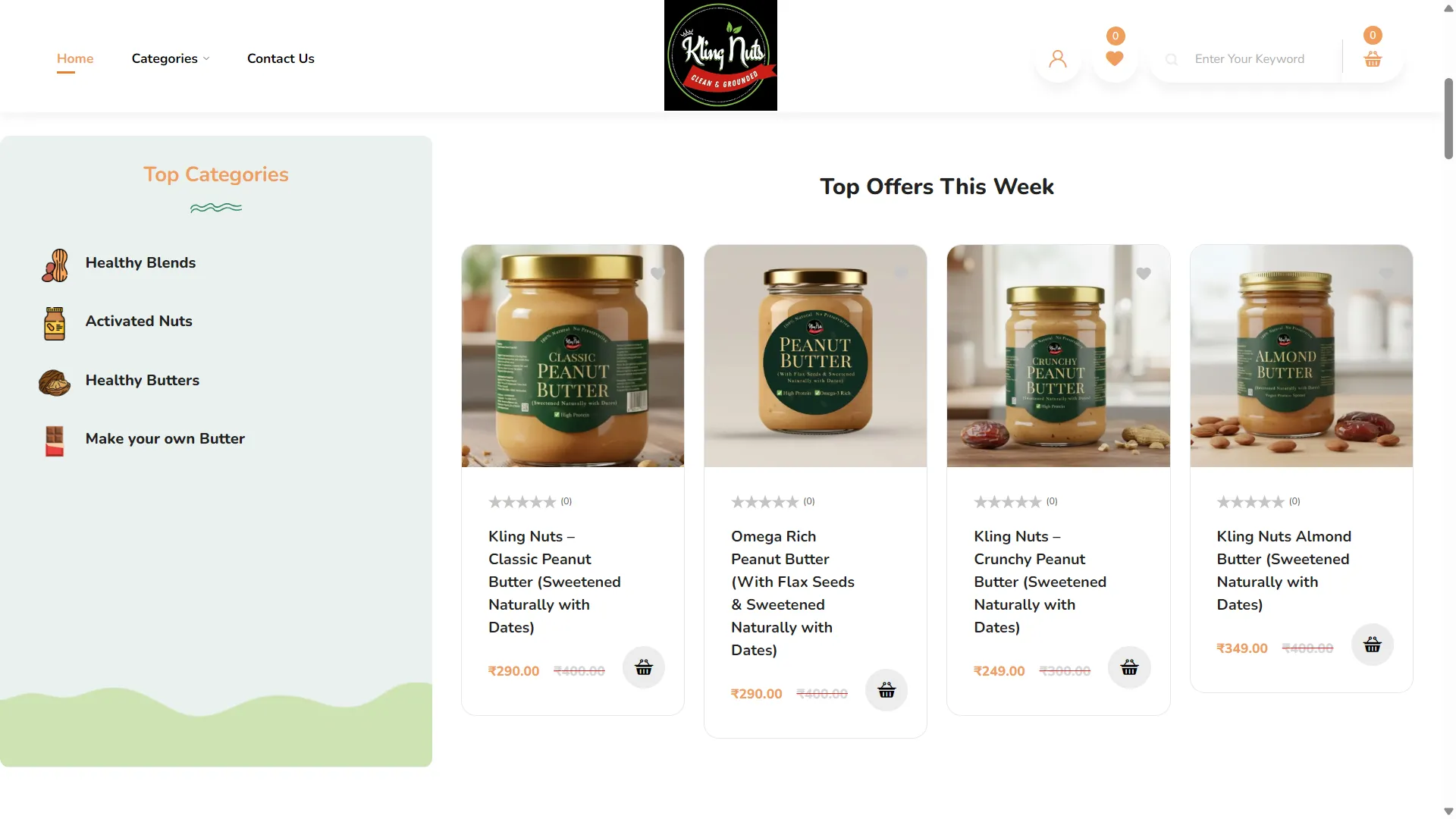 Kling Nuts - Peanut Butter Brand Website